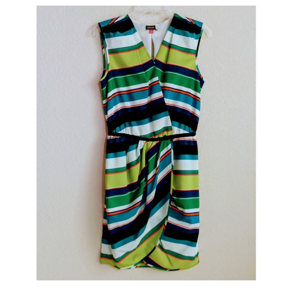 Vince Camuto Tribal Stripe Faux Wrap Sheath Dress